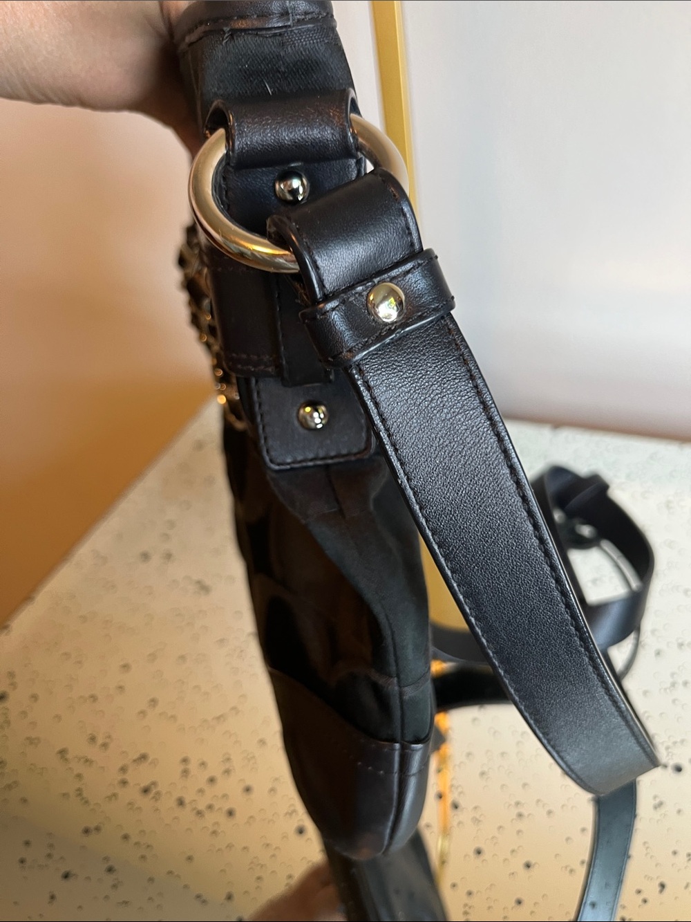 EUC Coach Black Signature Chain Shoulder Crossbody Bag - Picture 5 of 11